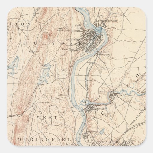 Springfield, Massachusetts Quadratischer Aufkleber (Vorderseite)