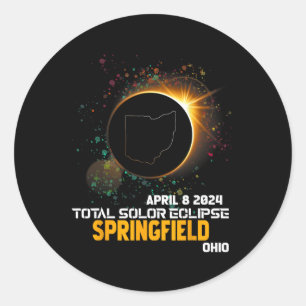 Springfield Ohio Total Solar Eclipse 2024 1 Runder Aufkleber