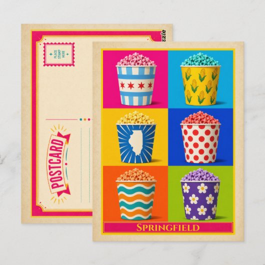 Springfield Postkarte Illinois Popcorn Vintage (Vorne/Hinten)