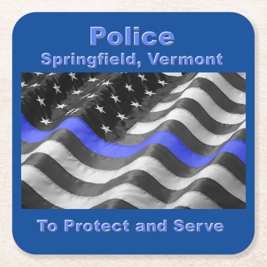 Springfield, Vermont. Police Rechteckiger Pappuntersetzer (Vorderseite)