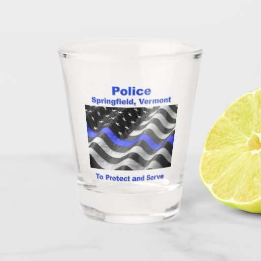 Springfield, Vermont. Police Schnapsglas (Vorderseite)