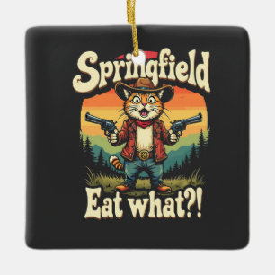 Springflied Iss was Trump Wahl Katze Cowboy Keramikornament