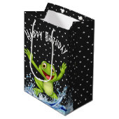 Springfrog auf Polka Dots Mittlere Geschenktüte (Vorderseite Schrägansicht)