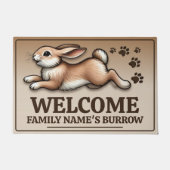 Springhase mit individualisierbarem Familiennamen Fußmatte (Vorderseite)