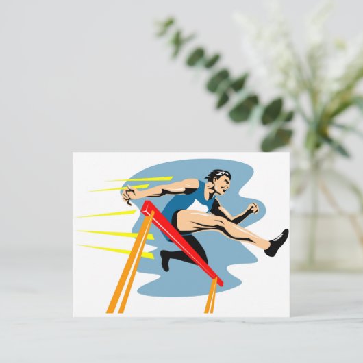 Springhürden für Leichtathletik Postkarte (Stehend Vorderseite)