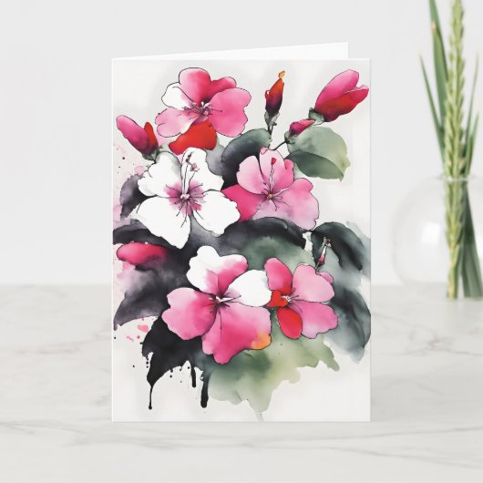 Springkräuter - Aquarellblumen Karte (Vorderseite)
