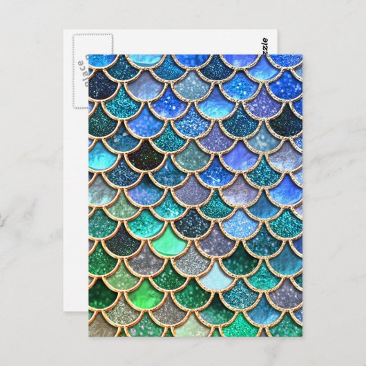 Springlike multicolor Glitter Mermaid Scales Postkarte (Vorne/Hinten)