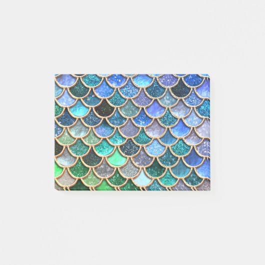 Springlike multicolor Glitzer Mermaid Scales Post-it Klebezettel (Vorderseite)