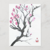 Springplum Blossom Zweigstelle Postkarte (Vorderseite)