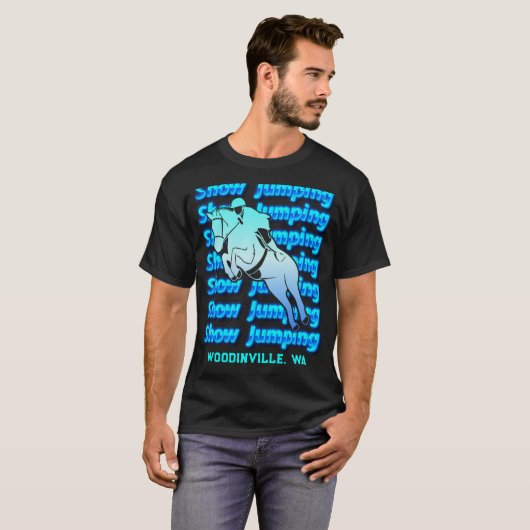 Springreit-Event oder Ort Datum Name T-Shirt (Vorne ganz)