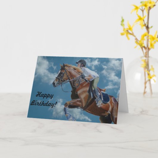 Springreiten und Wolken Karte (Gelbe Blume)