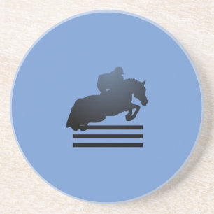 Springreiter, der ein Hindernis überwindet. Getränkeuntersetzer