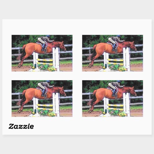 Springreitsticker Rechteckiger Aufkleber (Blatt)