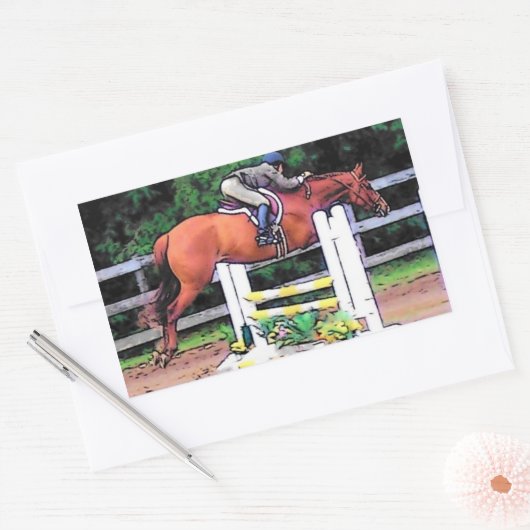 Springreitsticker Rechteckiger Aufkleber (Umschlag)