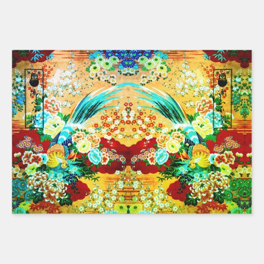 Springs Set Floral, Mah Jongg und Melange Geschenkpapier Set (Vorderseite 2)