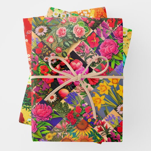 Springs Set Floral, Mah Jongg und Melange Geschenkpapier Set (Beispiel)