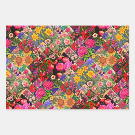 Springs Set Floral, Mah Jongg und Melange Geschenkpapier Set (Vorderseite)