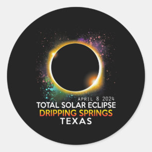 Springs Texas Totality Total Solar Eclipse 2024 Runder Aufkleber