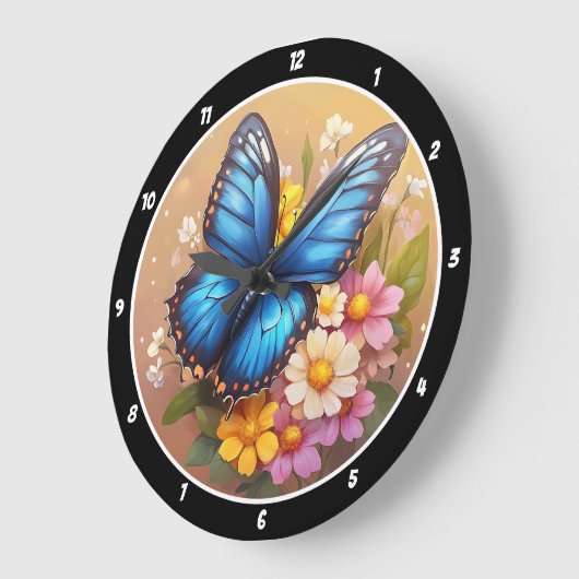 Spring's Whisper" - Blauer Schmetterling Große Wanduhr (Winkel)