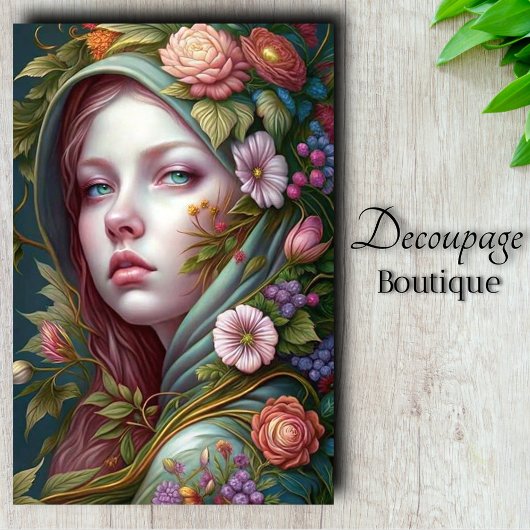 Springs Whisper Garden Maiden Jade-Rose Decoupage Seidenpapier