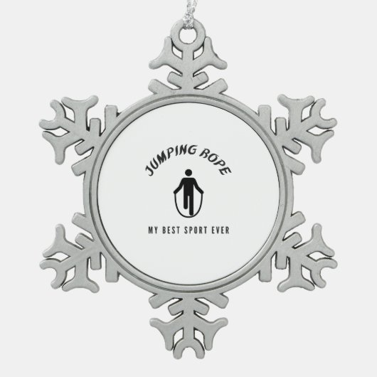 Springseil mein schönster Sport aller Zeiten Schneeflocken Zinn-Ornament (Vorderseite)