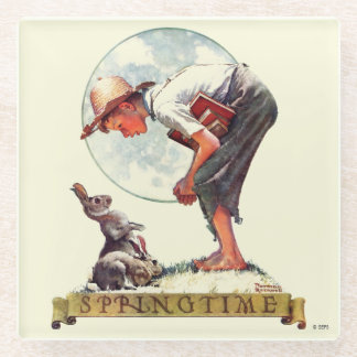 Springtime, 1935 Junge mit Hase Glasuntersetzer