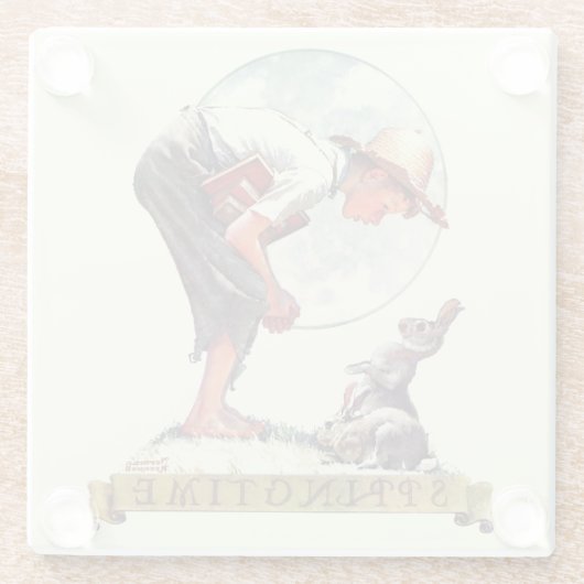 Springtime, 1935 Junge mit Hase Glasuntersetzer (Rückseite)