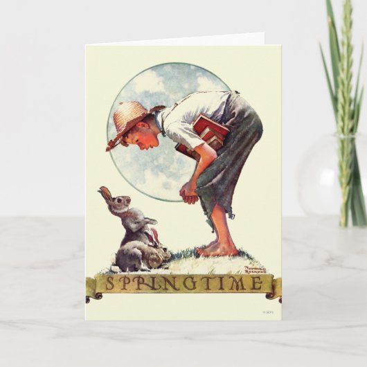 Springtime, 1935 Junge mit Hase Karte (Vorderseite)