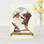 Springtime, 1935 Junge mit Hase Karte (Gelbe Blume)