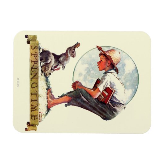 Springtime, 1935 Junge mit Hase Magnet (Horizontal)