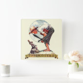 Springtime, 1935 Junge mit Hase Quadratische Wanduhr (Zuhause)