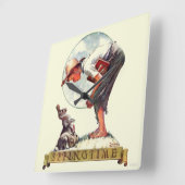 Springtime, 1935 Junge mit Hase Quadratische Wanduhr (Winkel)