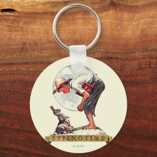Springtime, 1935 Junge mit Hase Schlüsselanhänger (Vorderseite)