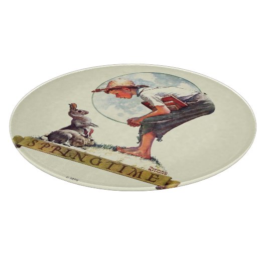 Springtime, 1935 Junge mit Hase Schneidebrett (Ecke)