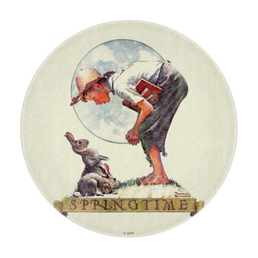 Springtime, 1935 Junge mit Hase Schneidebrett (Vorderseite)