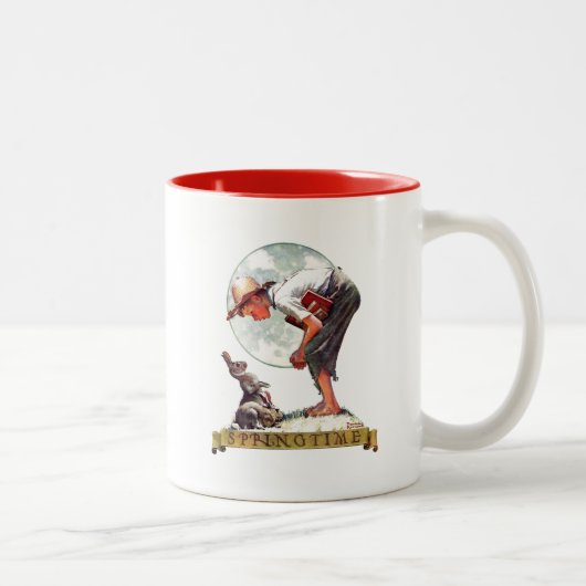 Springtime, 1935 Junge mit Hase Zweifarbige Tasse (Rechts)