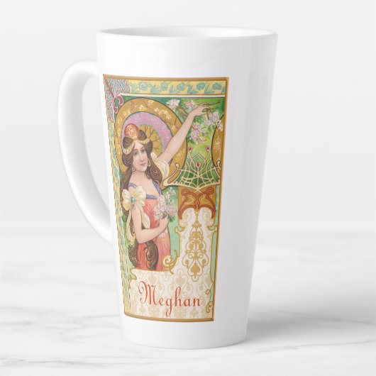 Springtime Art Nouveau Große Latte Tasse (Linke Ecke)