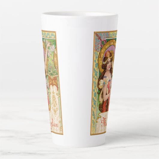 Springtime Art Nouveau Große Latte Tasse (Vorderseite)