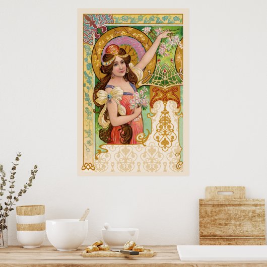 Springtime Art Nouveau Poster (Küche)