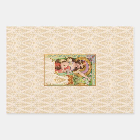 Springtime Art Nouveau Wrapping Paper Sheets Geschenkpapier Set (Vorderseite)