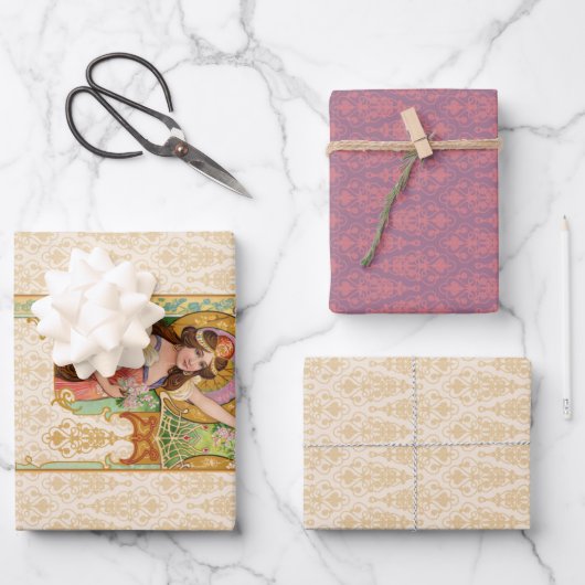 Springtime Art Nouveau Wrapping Paper Sheets Geschenkpapier Set (Vorderseite)