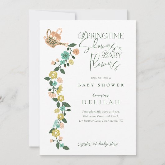 Springtime Baby in Bloom Oaster Baby Dusche Einladung (Vorderseite)