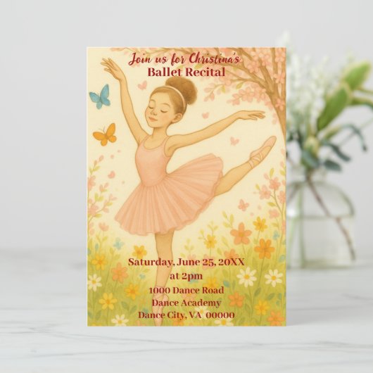 Springtime Ballet Dreams Tanz Erwägung Einladung (Stehend Vorderseite)