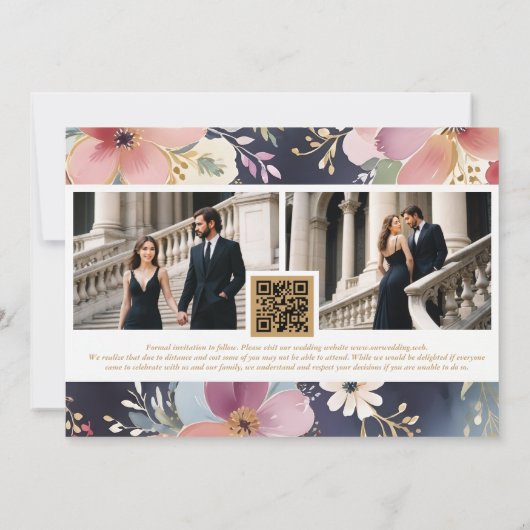 Springtime Beautiful Abstract Floral Two Photos Save The Date (Rückseite)