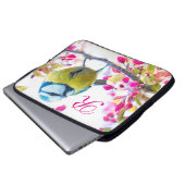 Springtime-Bird-Monogramm Laptopschutzhülle (Vorne Knopf)