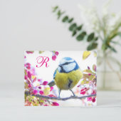Springtime-Bird-Monogramm Postkarte (Stehend Vorderseite)