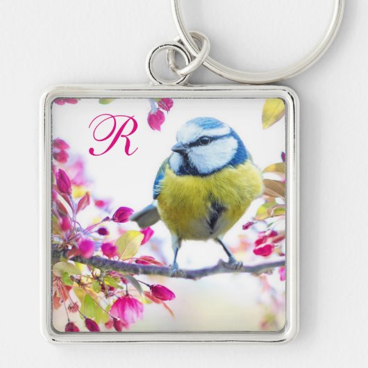Springtime-Bird-Monogramm Schlüsselanhänger (Vorne)