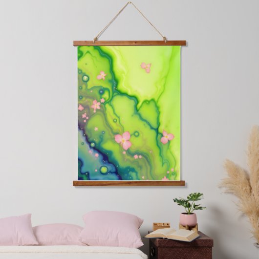 Springtime Bloom Abstrakt.Farbenfroh Abstrakt mode Wandteppich Mit Holzrahmen (Schlafzimmer)