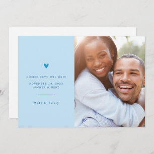 Springtime Blue Minimalistisch Heart Save the Date