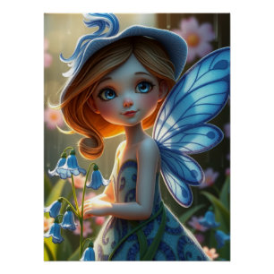 Springtime Bluebell Fairy Art Poster